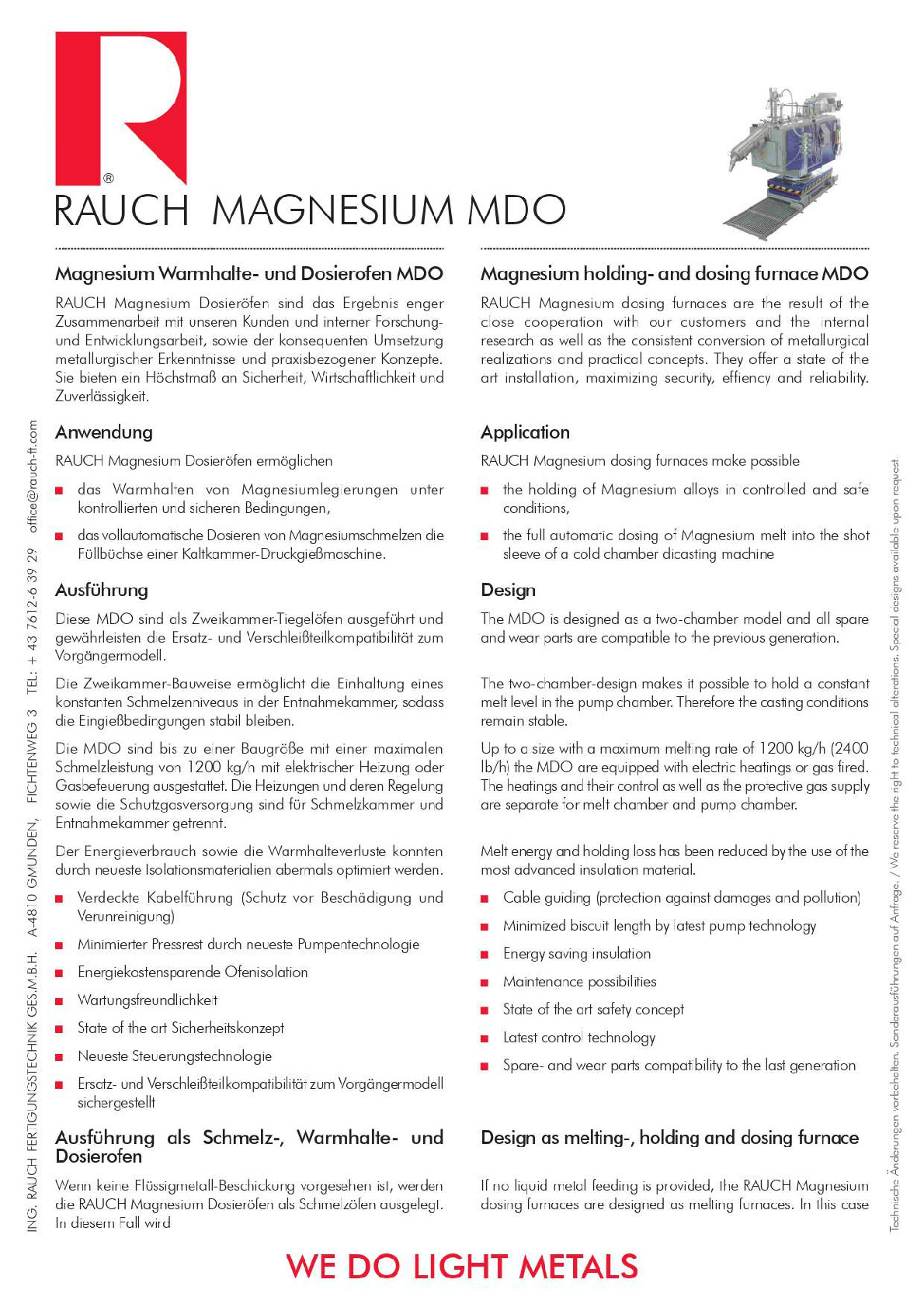 Magnesium holding- and dosing furnace